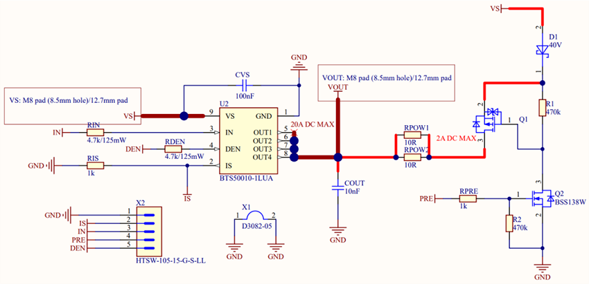 回路図 - Infineon Technologies Power PROFET + 容量性負荷充電評価ボード